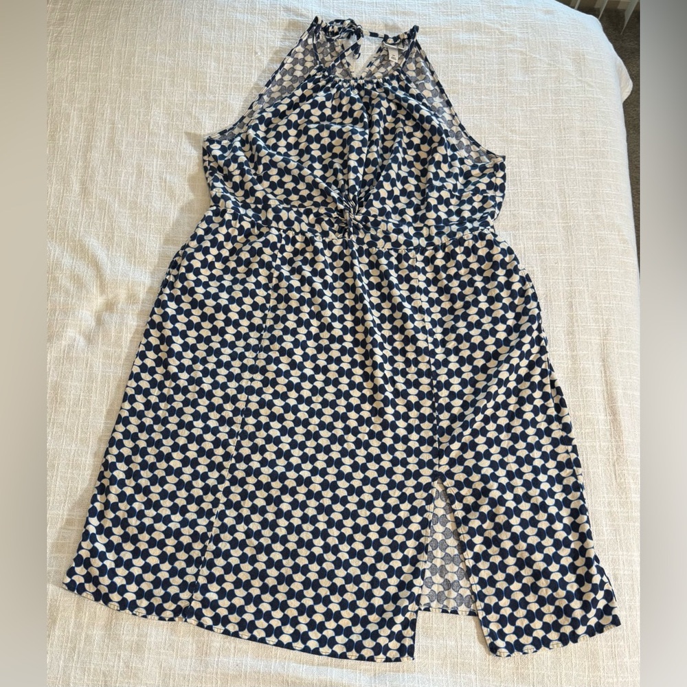 Ava & Viv Blue and White Halter Dress, size 2X - Picture 4 of 8